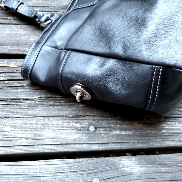 Coach East West Gallery Black Pleated Leather Tote - Picture 10 of 13